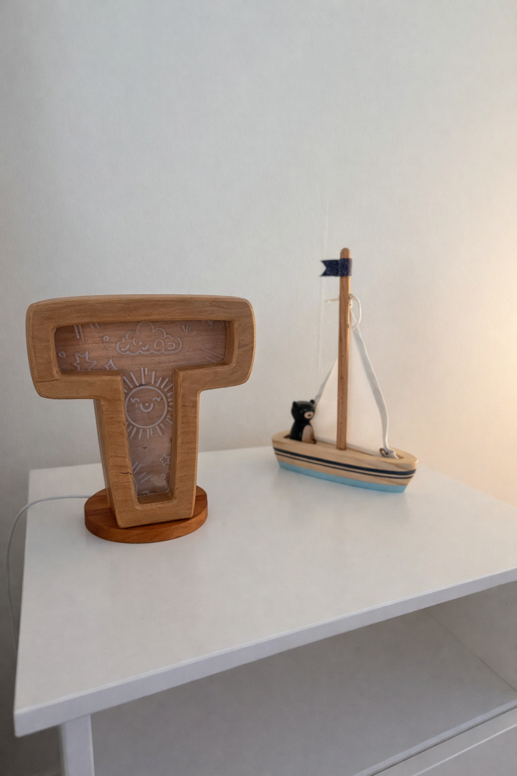 Personalized Wooden Letter Night Light | Custom Initial Lamp for Kids by Maple Play, Southern home decor detail photo 5