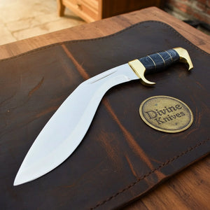 Extreme Duty Jungle Kukri with Brass Fittings and Dark Handle