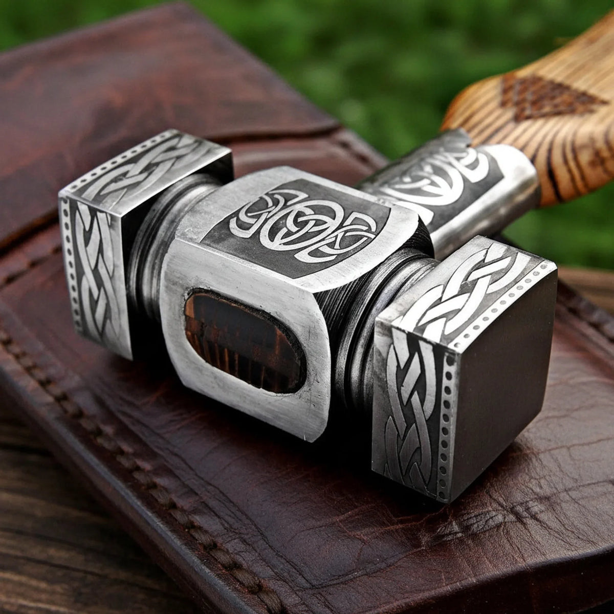 Norse Viking Sledgehammer with Wood Handle and Leather Holder