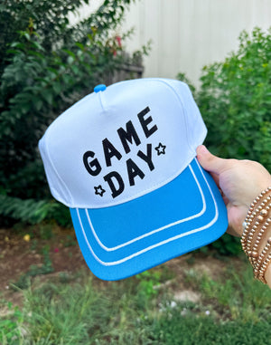 Game Day White/Blue Canvas Trucker Hat