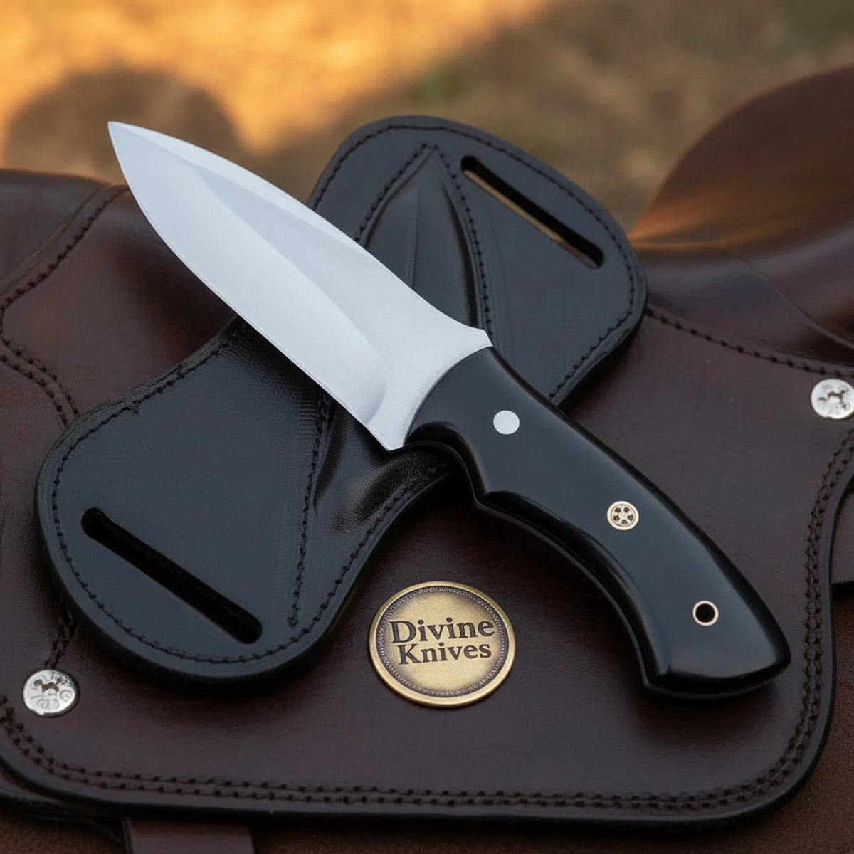 Spear Point Boot Dagger with Black Micarta Handle and Belt Loop Sheath