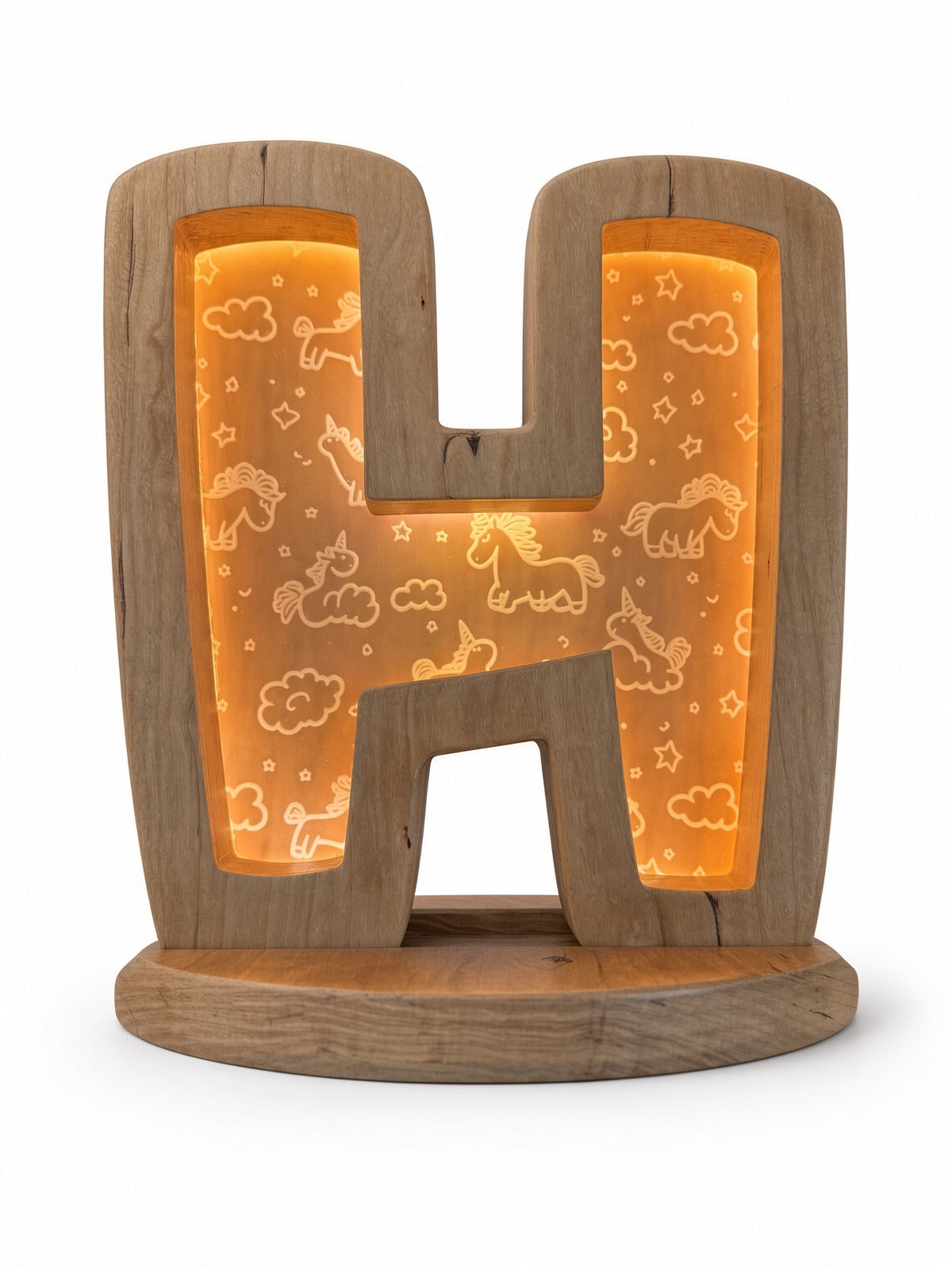 Personalized Wooden Letter Night Light | Custom Initial Lamp for Kids