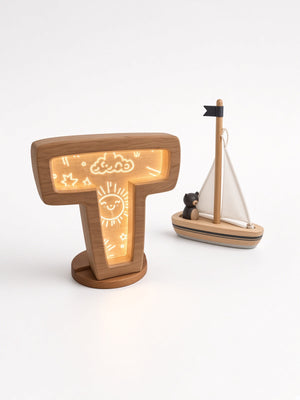 Personalized Wooden Letter Night Light | Custom Initial Lamp for Kids