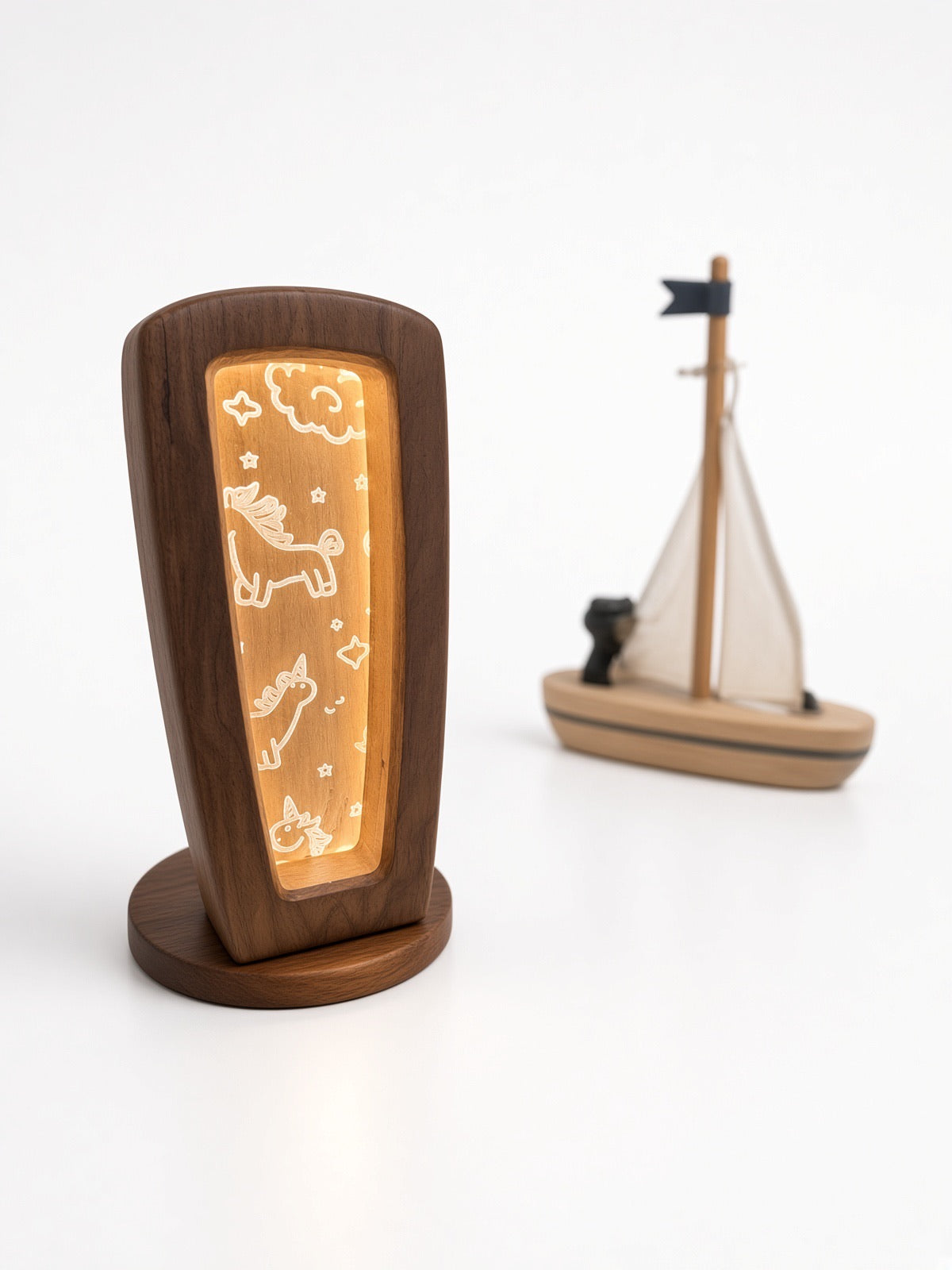 Personalized Wooden Letter Night Light | Custom Initial Lamp for Kids