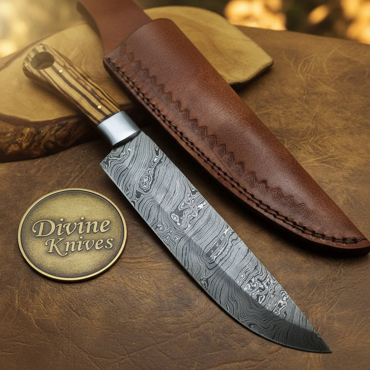 Zebra Wood Damascus Kiritsuke Chef Knife for Precise Prep