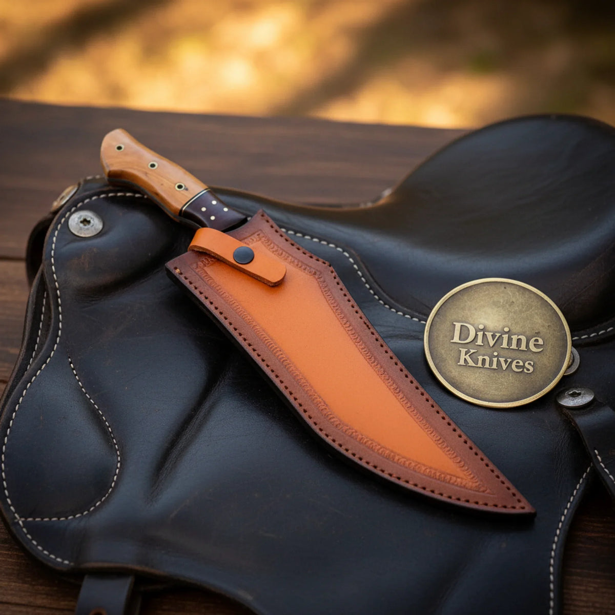 San Mai Clip Point Tracker Bowie with Layered Steel Meets Bushcraft Design