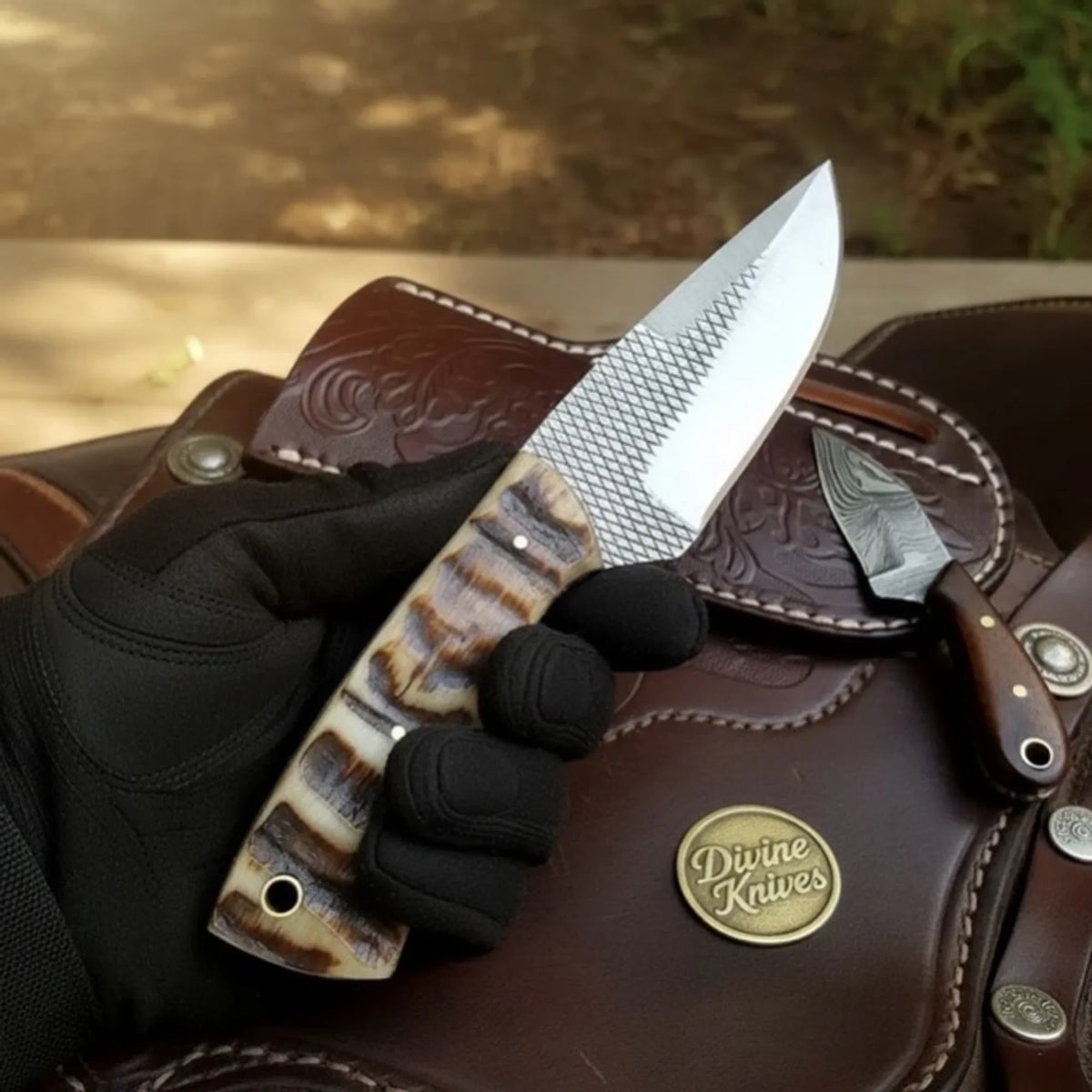 Ram Horn Rasp Steel Skinner Knife for Daily Hunting and Field Use by Divine Knives