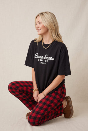 Santa Don't Be Cheap Black Boxy Tee by Southern Bliss Company – view 3