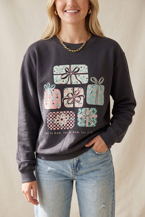 Let it Bow Charcoal Sweatshirt by Southern Bliss Company – view 3