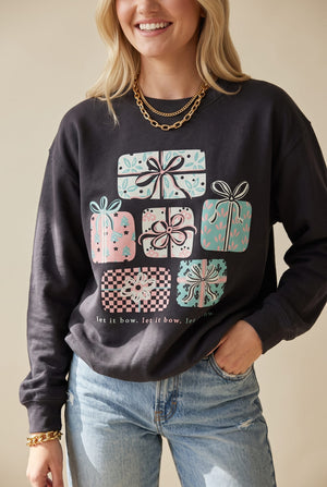 Let it Bow Charcoal Sweatshirt by Southern Bliss Company – view 2