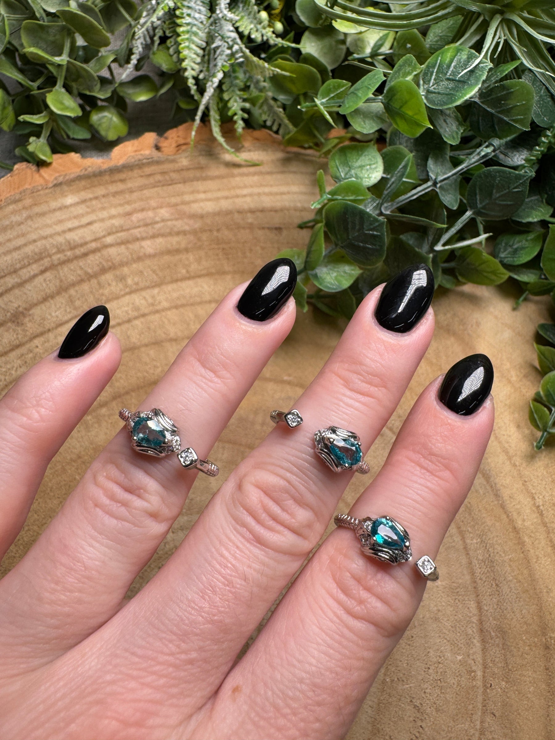 Blue Glass Ring Adjustable