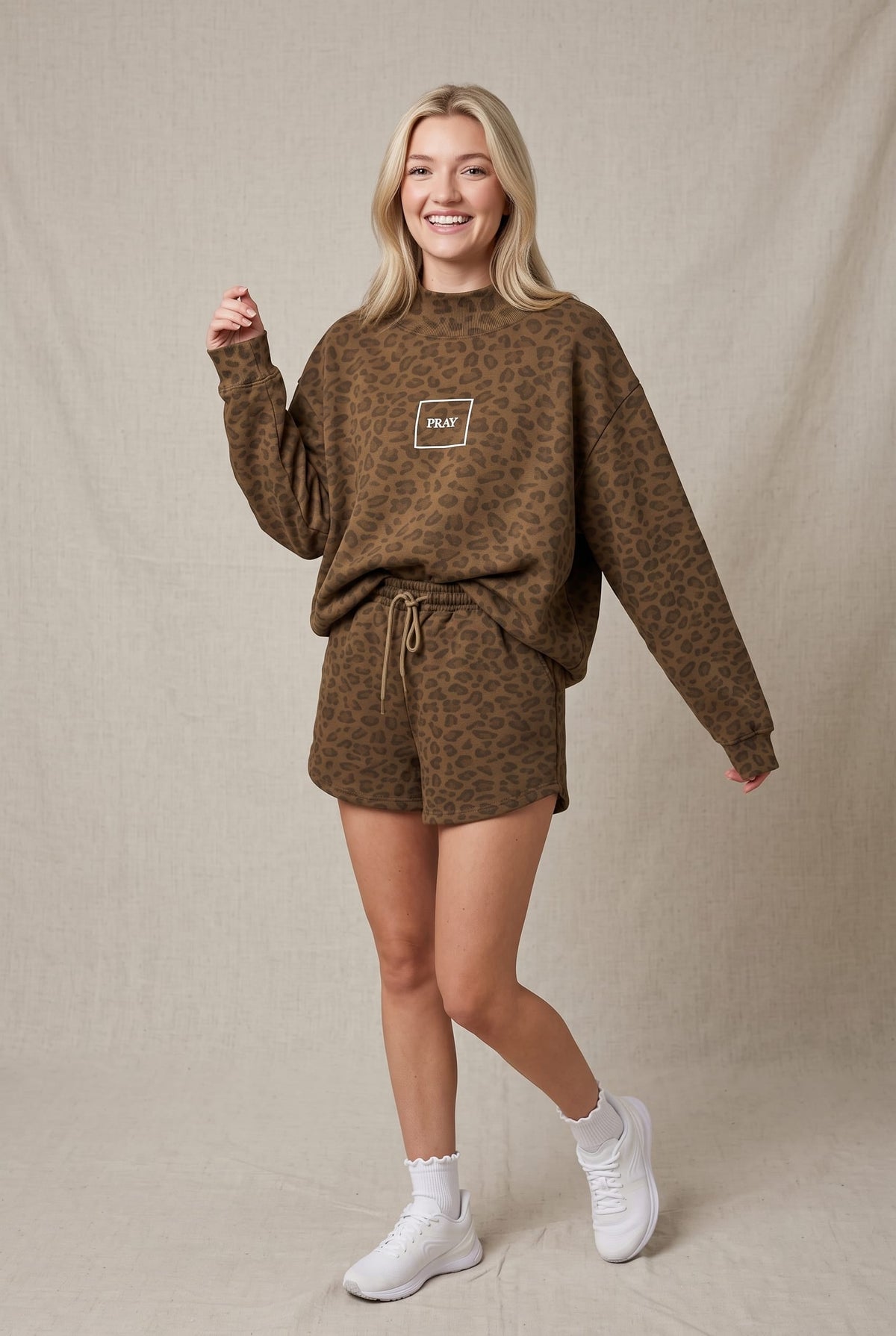 PREORDER ITEM (Estimated ship date 11/10) PRAY Brown Leopard Mock Neck Sweatshirt by Southern Bliss Company – view 2