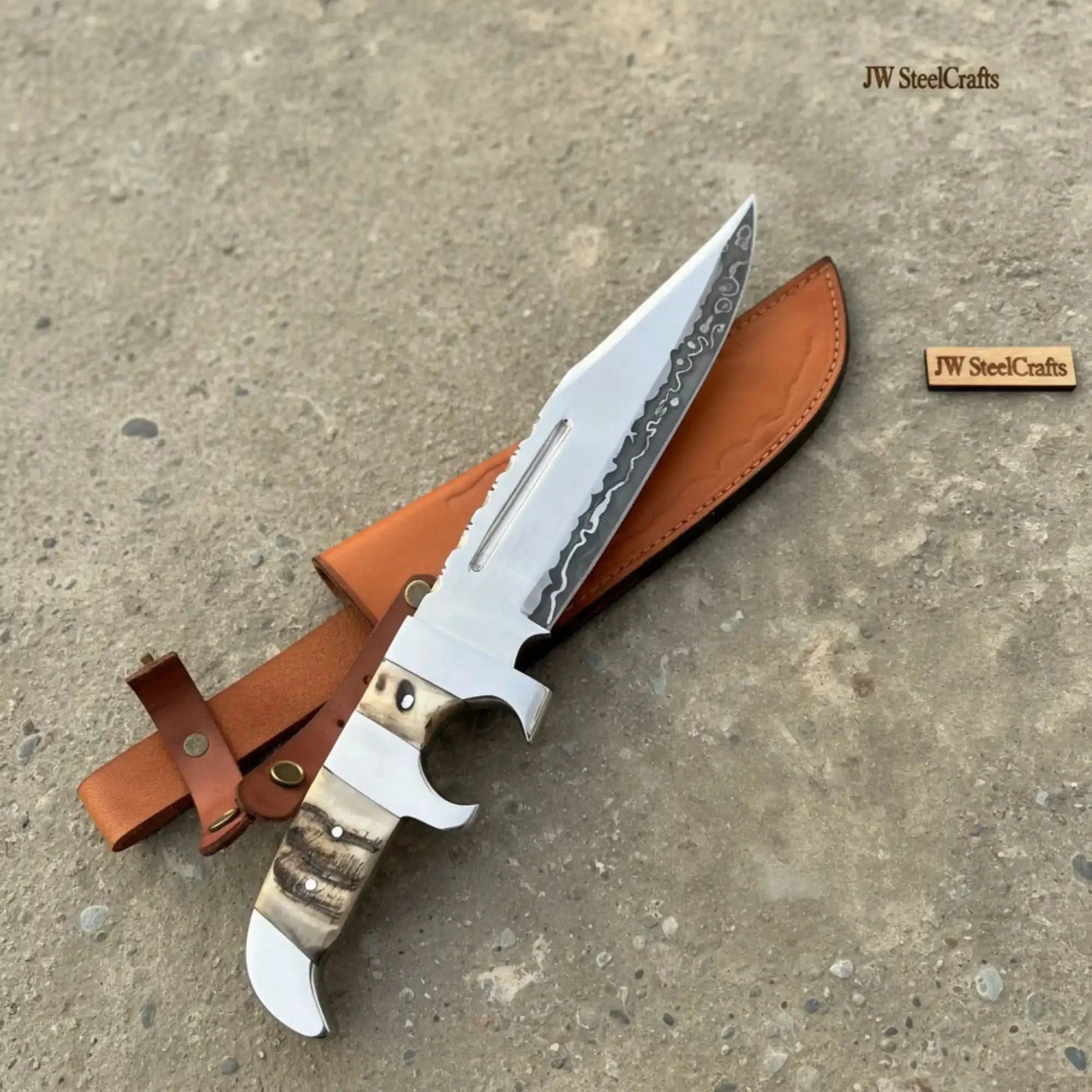 Frontier Bowie Knife 8 Inch blade Clip Point Carbon Steel Blade | Hunting Outdoor