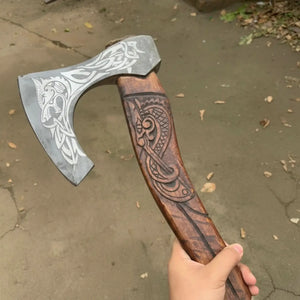 Skeggox Style Viking Bearded Axe Hand Forged | Outdoor Utility Tool by JW SteelCrafts, handmade axe detail photo 3
