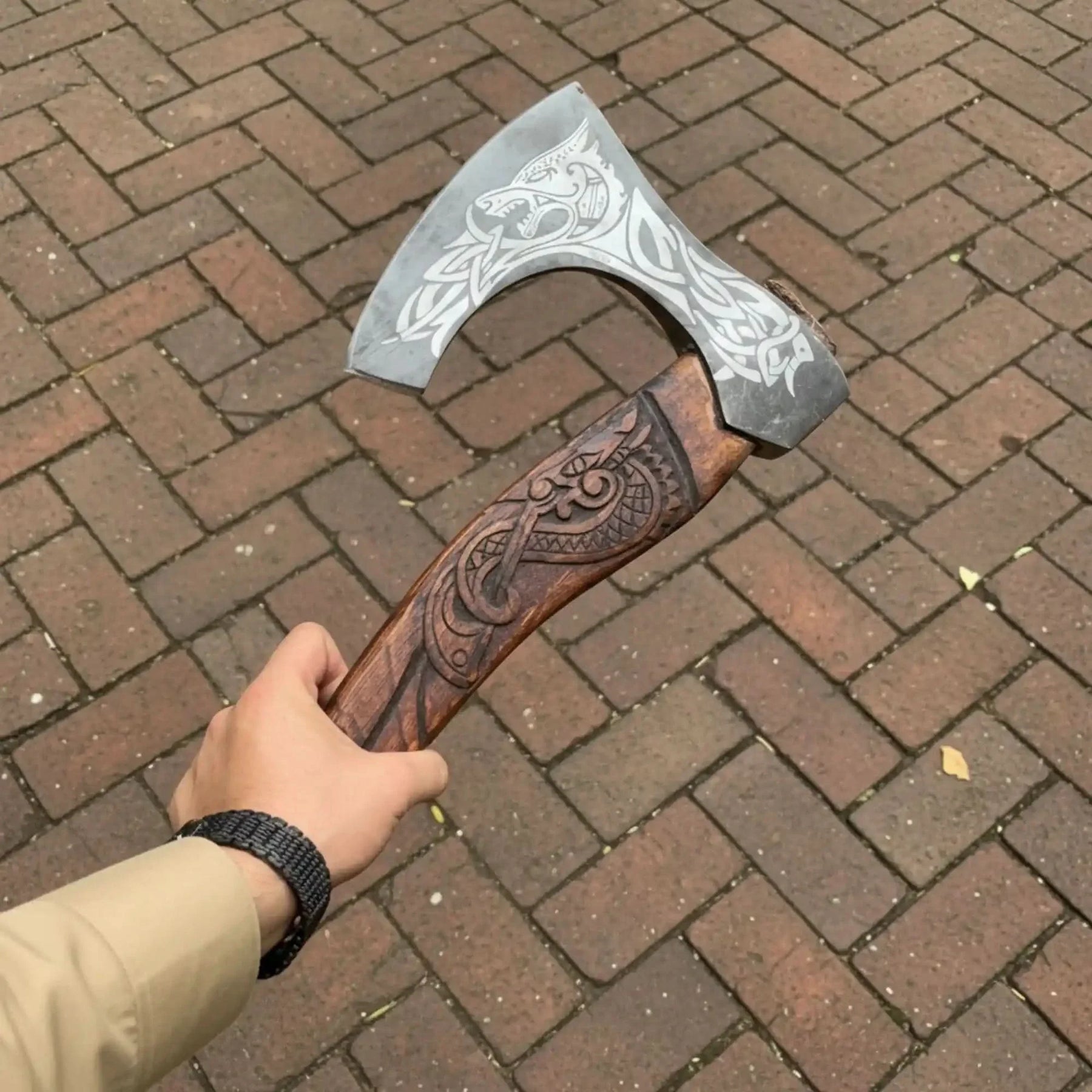 Skeggox Style Viking Bearded Axe Hand Forged | Outdoor Utility Tool by JW SteelCrafts, handmade axe detail photo 4