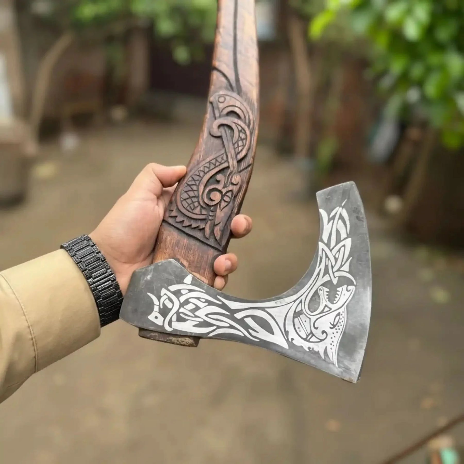 Skeggox Style Viking Bearded Axe Hand Forged | Outdoor Utility Tool by JW SteelCrafts, handmade axe detail photo 6
