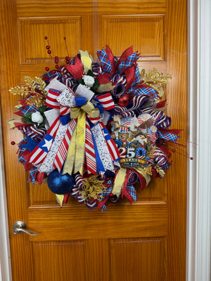 America 250 Celebration Wreath | 1776–2026 Patriotic Front Door Wreath | Handmade USA Bicentennial Decor | Fourth of July Wreath | Limited Edition Americana Wreath