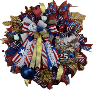 America 250 Celebration Wreath | 1776–2026 Patriotic Front Door Wreath | Handmade USA Bicentennial Decor | Fourth of July Wreath | Limited Edition Americana Wreath