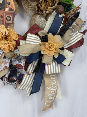 Coffee Lover's Wreath | Handmade Coffee Time Front Door Wreath | Farmhouse Kitchen Decor | Coffee Bar Wreath | Rustic Coffee House Door Decor