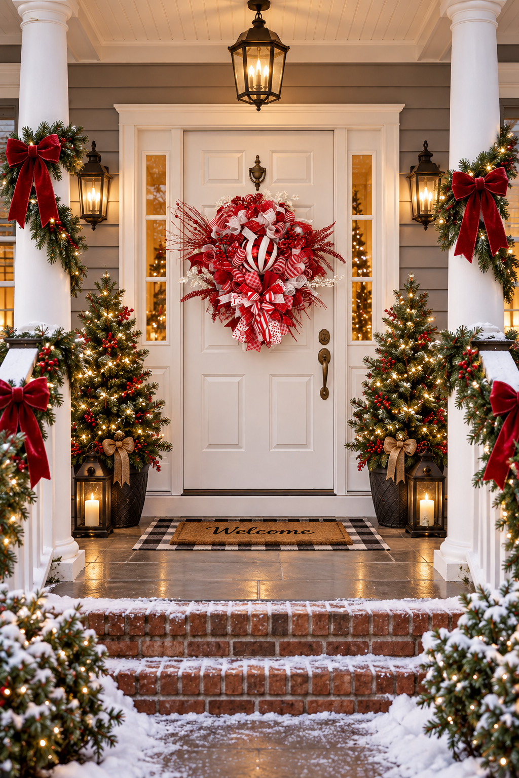Red and white peppermint Christmas wreath by Bouge Creations – view 5