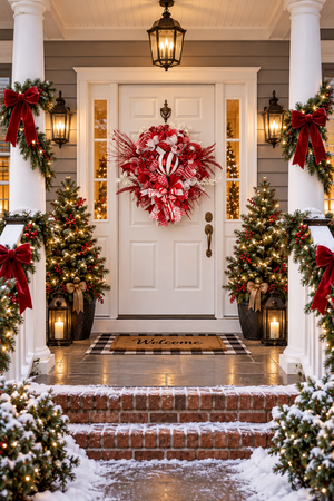 Red and white peppermint Christmas wreath by Bouge Creations – view 5