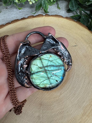 Lilith- Mink Jawbone and Labradorite Necklace