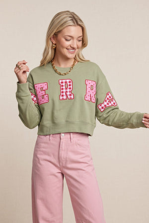 Merry Christmas Patch Pistachio Crop Sweatshirt by Southern Bliss Company – view 6