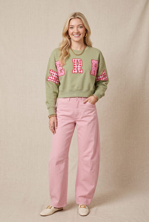 Merry Christmas Patch Pistachio Crop Sweatshirt by Southern Bliss Company – view 5