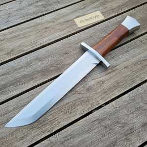 Handmade Carbon Steel Viking Seax Knife with Natural Wood Handle by JW SteelCrafts, Damascus knife detail photo 3