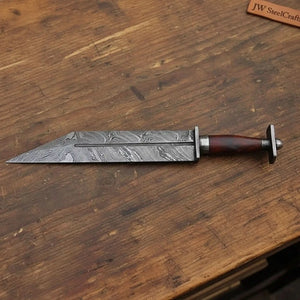 Viking Bearded Axe and Seax Knife Set | Bushcraft Wood Cutting by JW SteelCrafts, Damascus knife detail photo 3