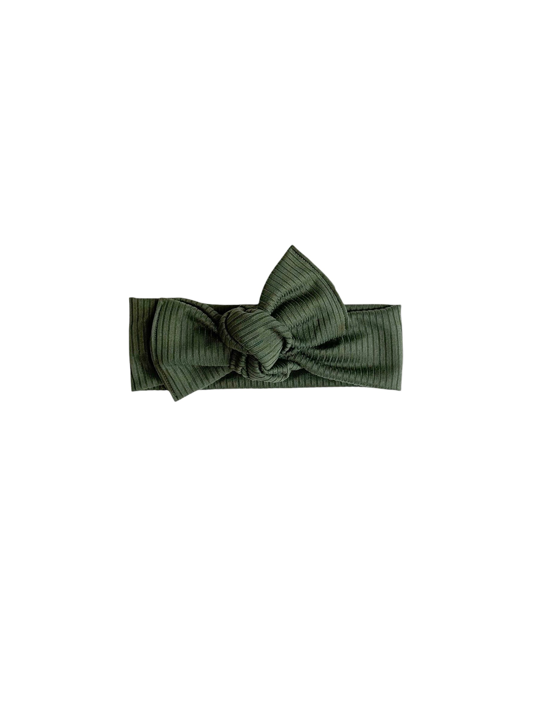 Olive Green Ribbed Tie On Headwrap by Boosh Baby