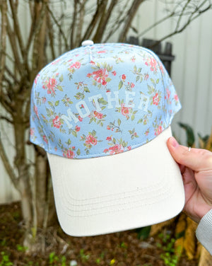 Mother Floral Coral/ Light Blue Trucker Hat