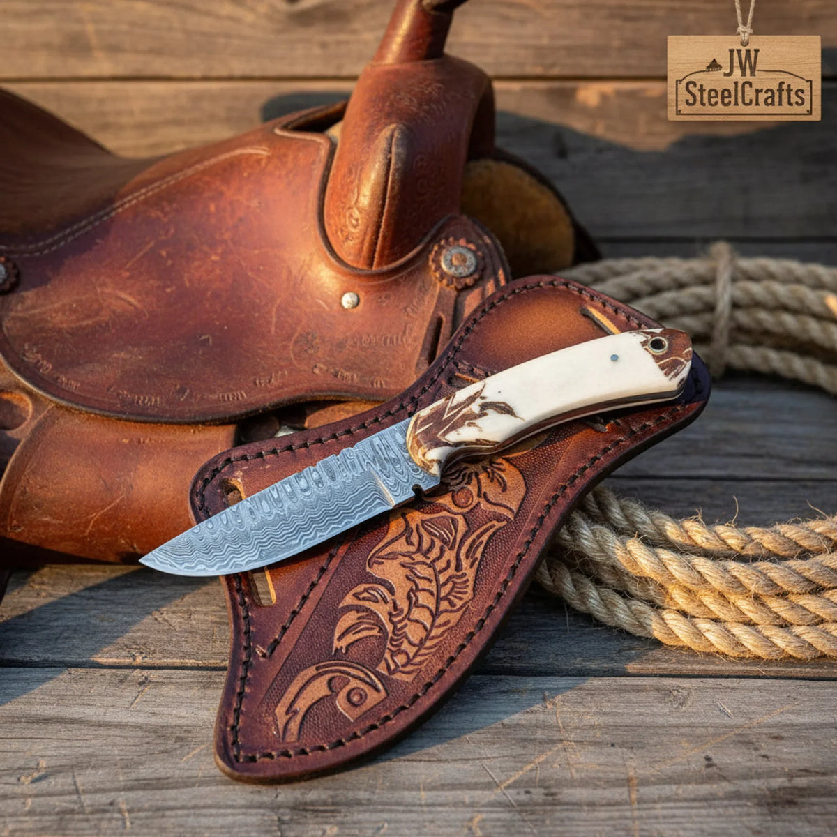 Handmade Homestead Trail Cowboy Skinner Knife by JW SteelCrafts