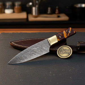 Damascus Slicing Knife with Stag Handle – Handcrafted Carving Knife for Meat & Roasts