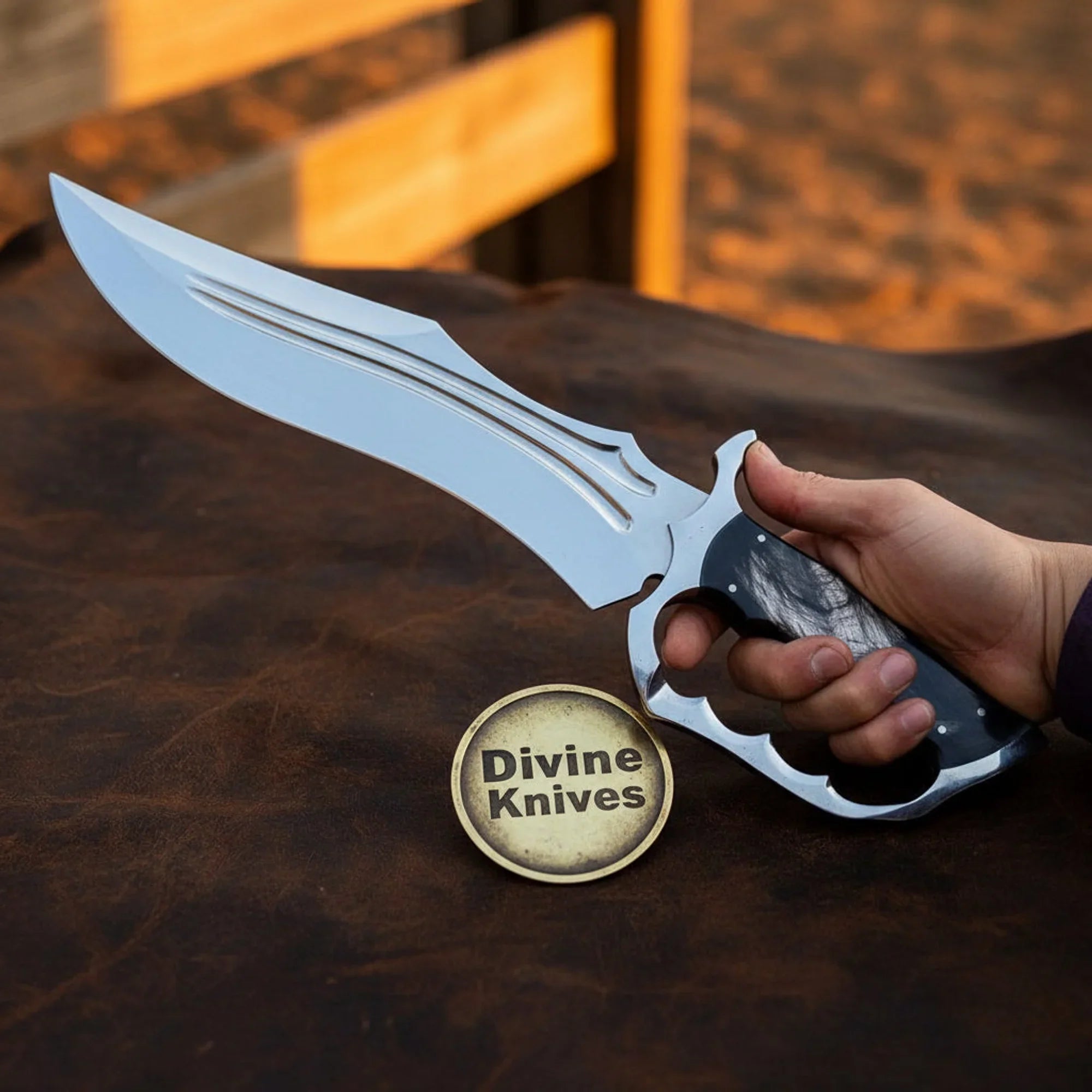 Damascus Chef Knife with Rosewood Handle & Sheath – Handcrafted Kitchen Knife for Daily Use