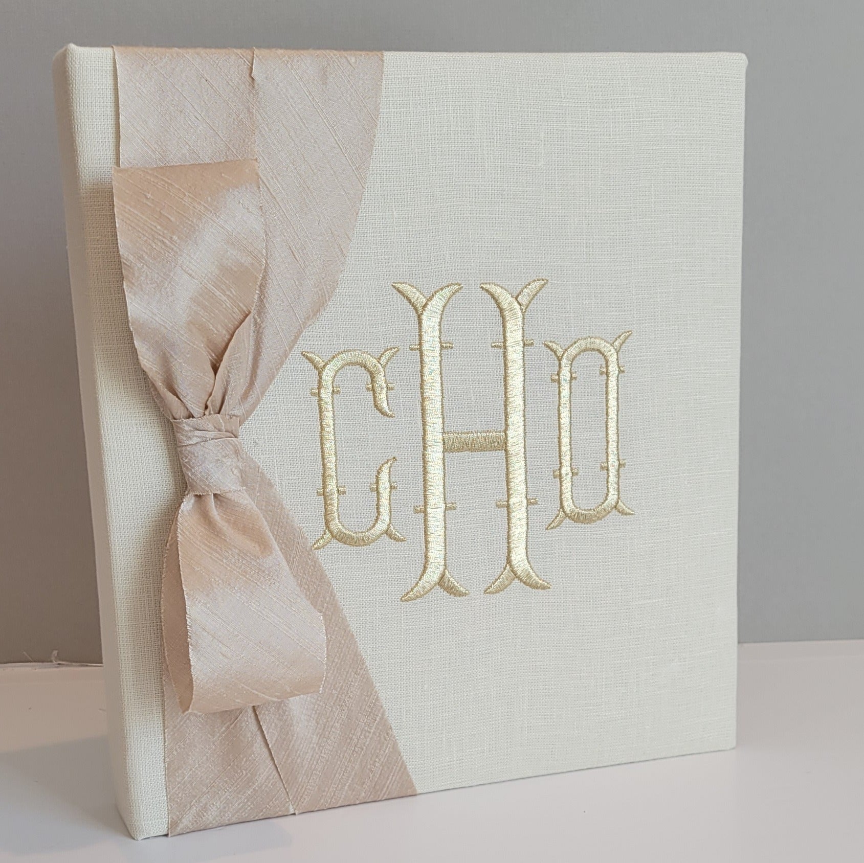 Baby Memory Book - Ivory Linen (w/ SILK Bow) by AP Creations in Tuscaloosa, paper gift detail photo 3