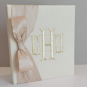 Baby Memory Book - Ivory Linen (w/ SILK Bow) by AP Creations in Tuscaloosa, paper gift detail photo 3