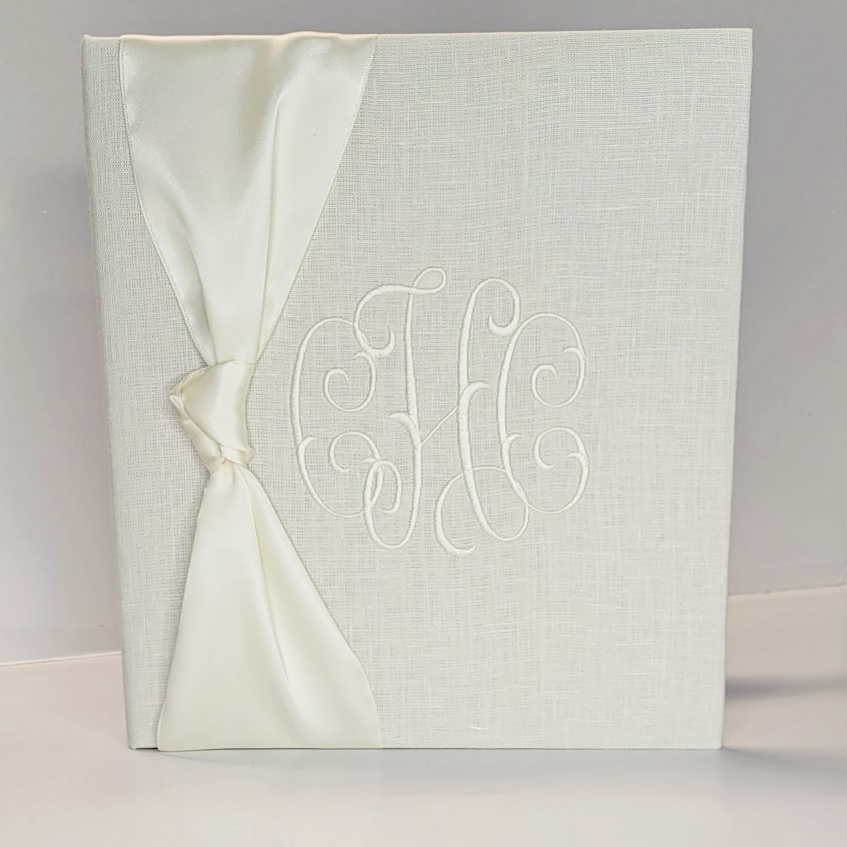 Baby Memory Book - Ivory Linen (w/ SATIN Bow) by AP Creations in Tuscaloosa, paper gift detail photo 6