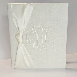Baby Memory Book - Ivory Linen (w/ SATIN Bow) by AP Creations in Tuscaloosa, paper gift detail photo 6
