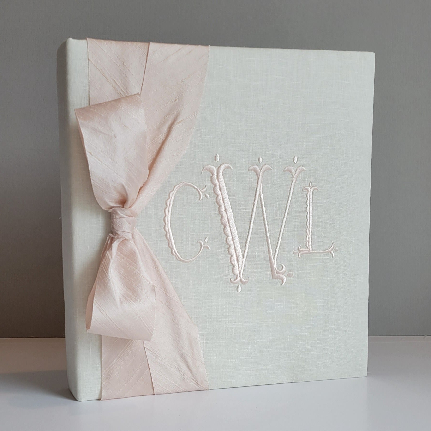 Baby Memory Book - Ivory Linen (w/ SILK Bow) by AP Creations in Tuscaloosa, paper gift detail photo 2