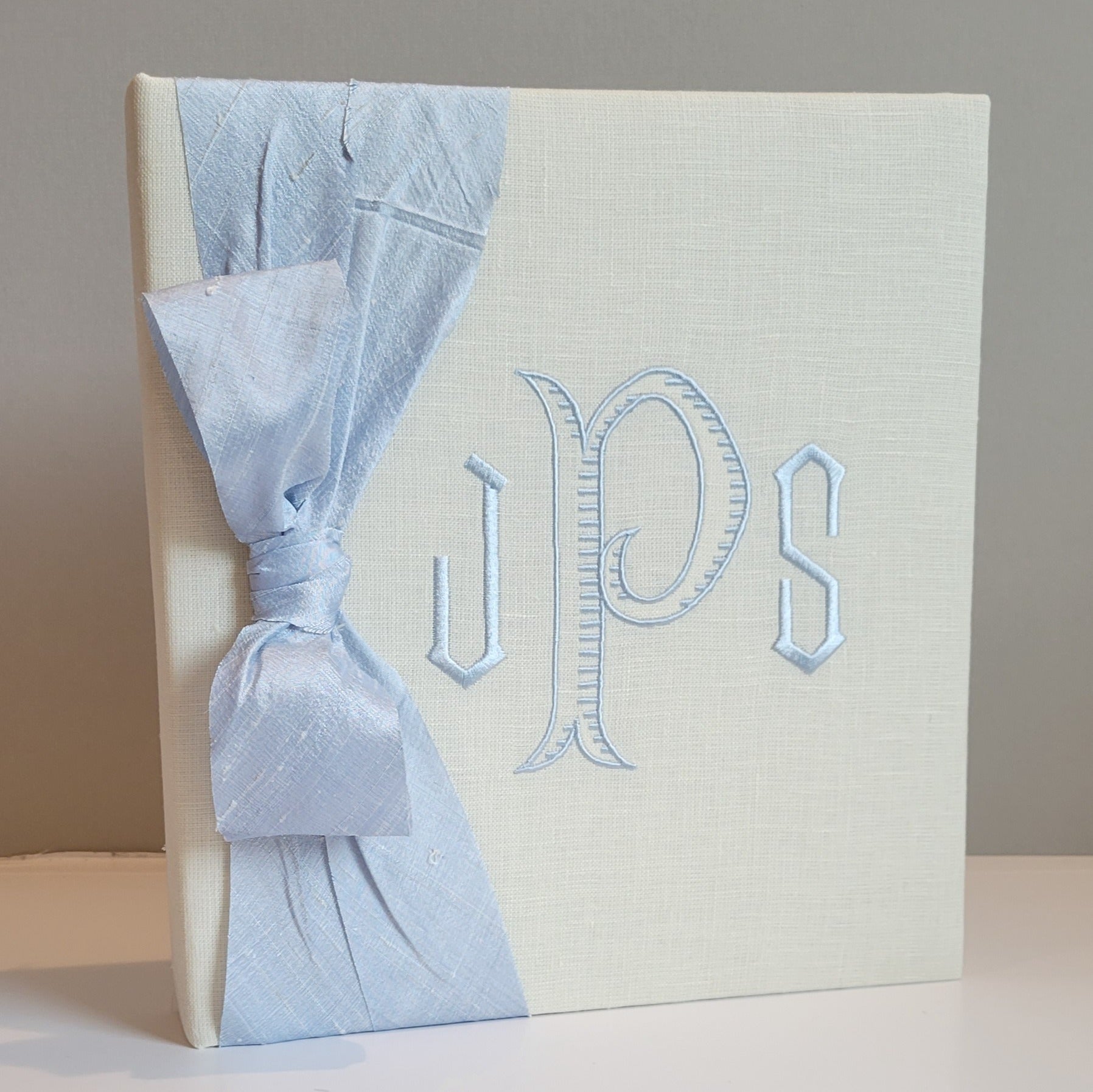 Baby Memory Book - Ivory Linen (w/ SILK Bow) by AP Creations in Tuscaloosa, paper gift main product photo