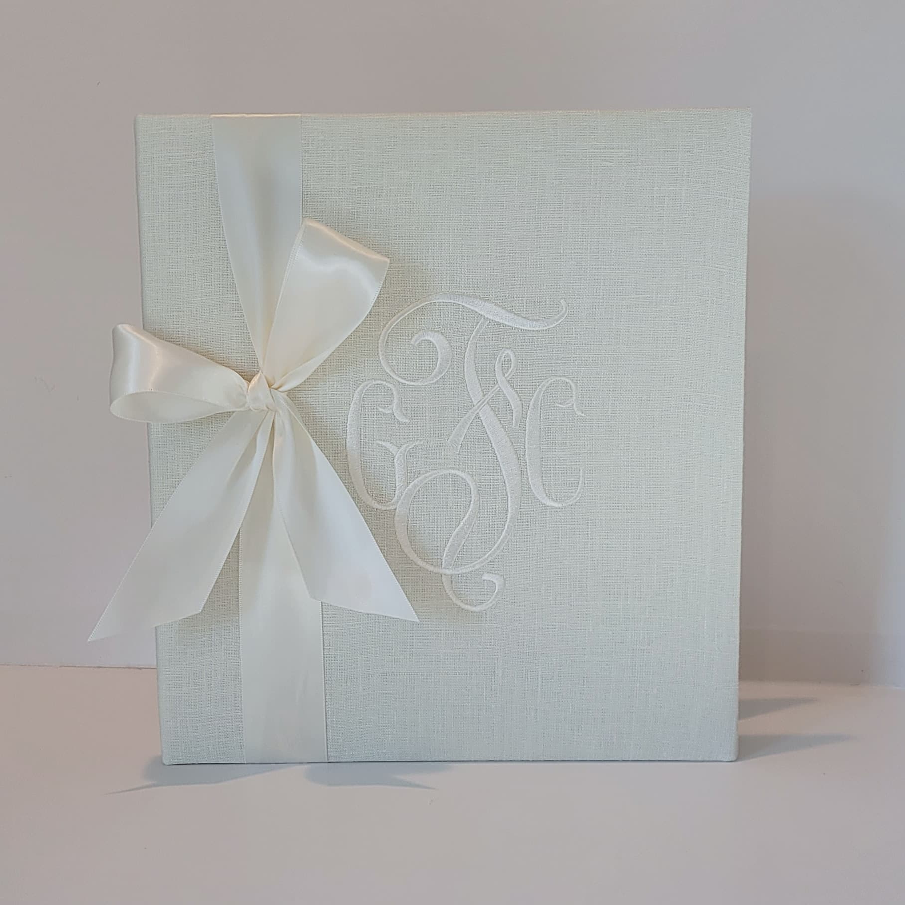 Baby Memory Book - Ivory Linen (w/ SATIN Bow) by AP Creations in Tuscaloosa, paper gift detail photo 2