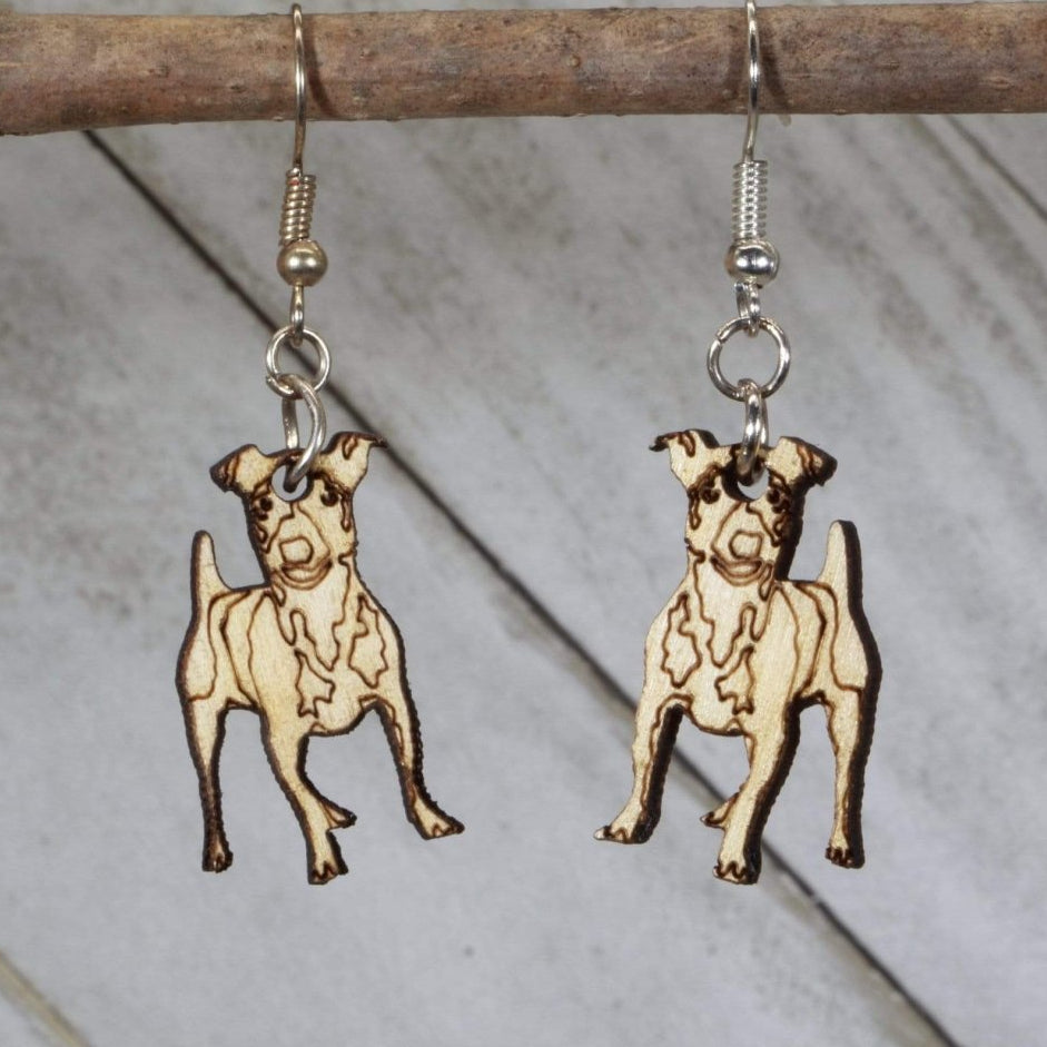 Jack Russell Terrier Wooden Dangle Earrings | Dog Lover Jewelry by Cate's Concepts, LLC, handmade jewelry main product photo