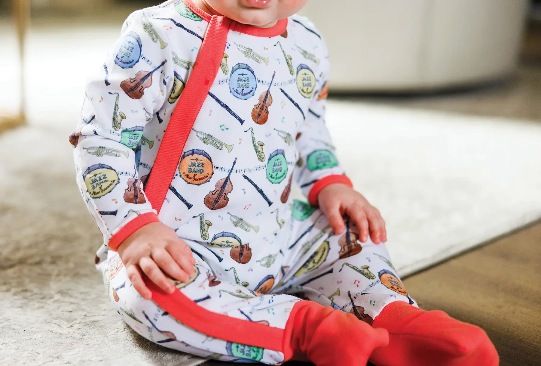 Jazz Festin' Organic Cotton Pajama Set by Nola Tawk, Southern food gift detail photo 4