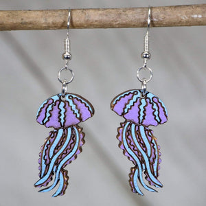 Jellyfish Wooden Earrings | Ocean Sea Life Jewelry