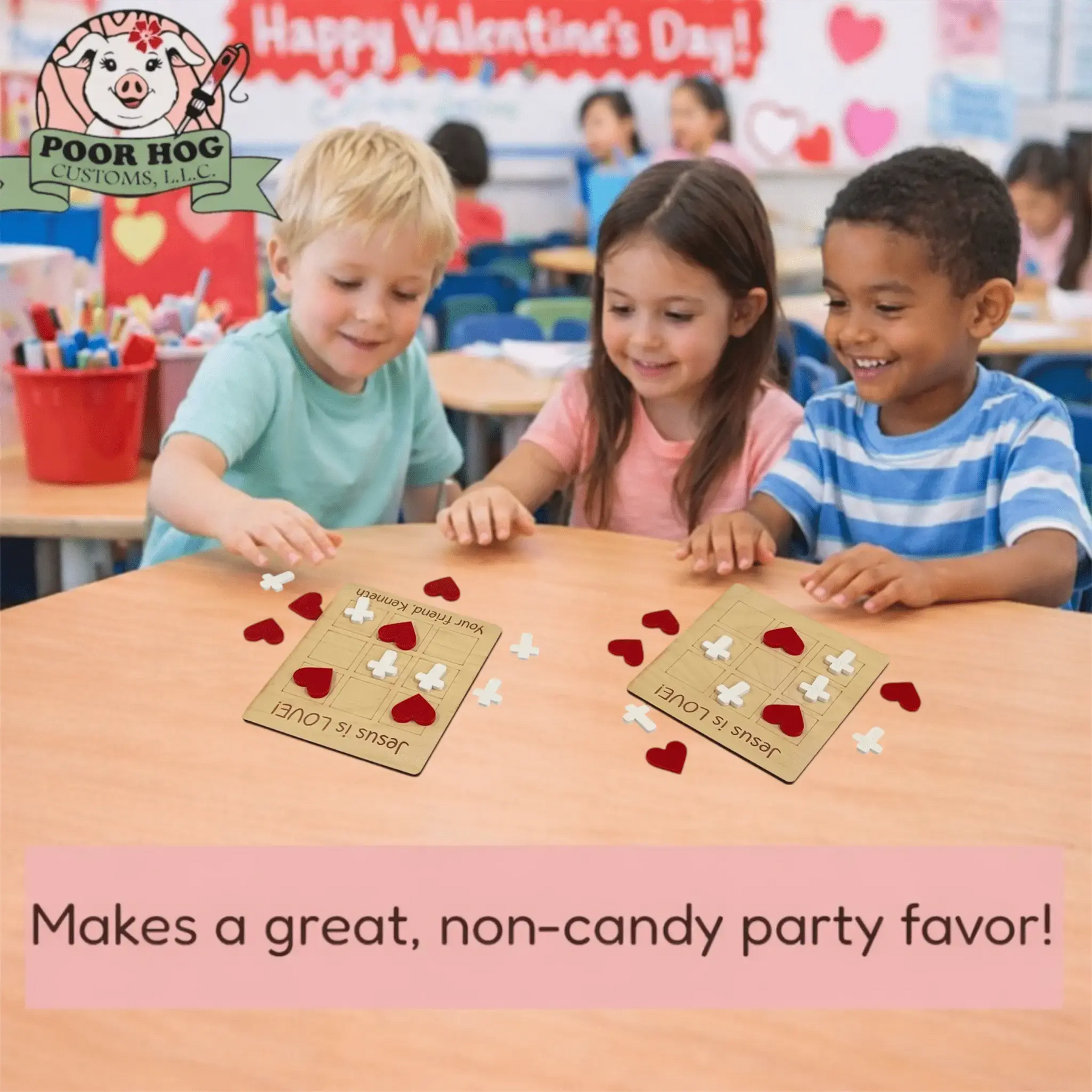 Kids Tic Tac Toe Valentine's Day Party Favors - Jesus is Love, Crosses & Hearts Game, Classroom Gifts