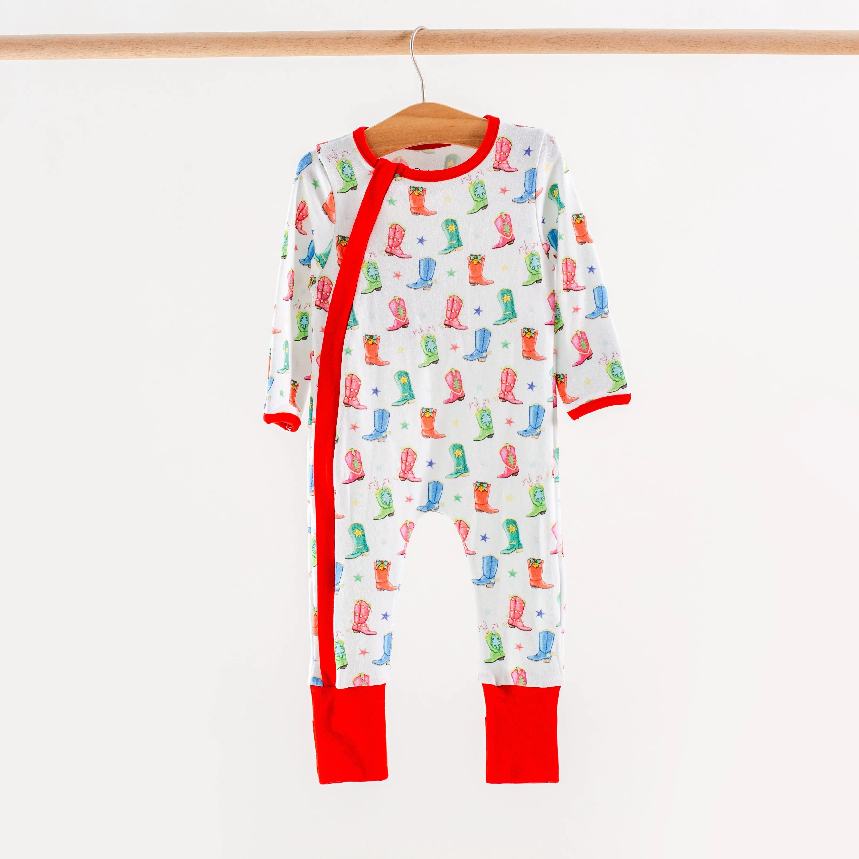 Jingle Boots Organic Cotton Kids Pajamas by Nola Tawk, Southern food gift detail photo 2