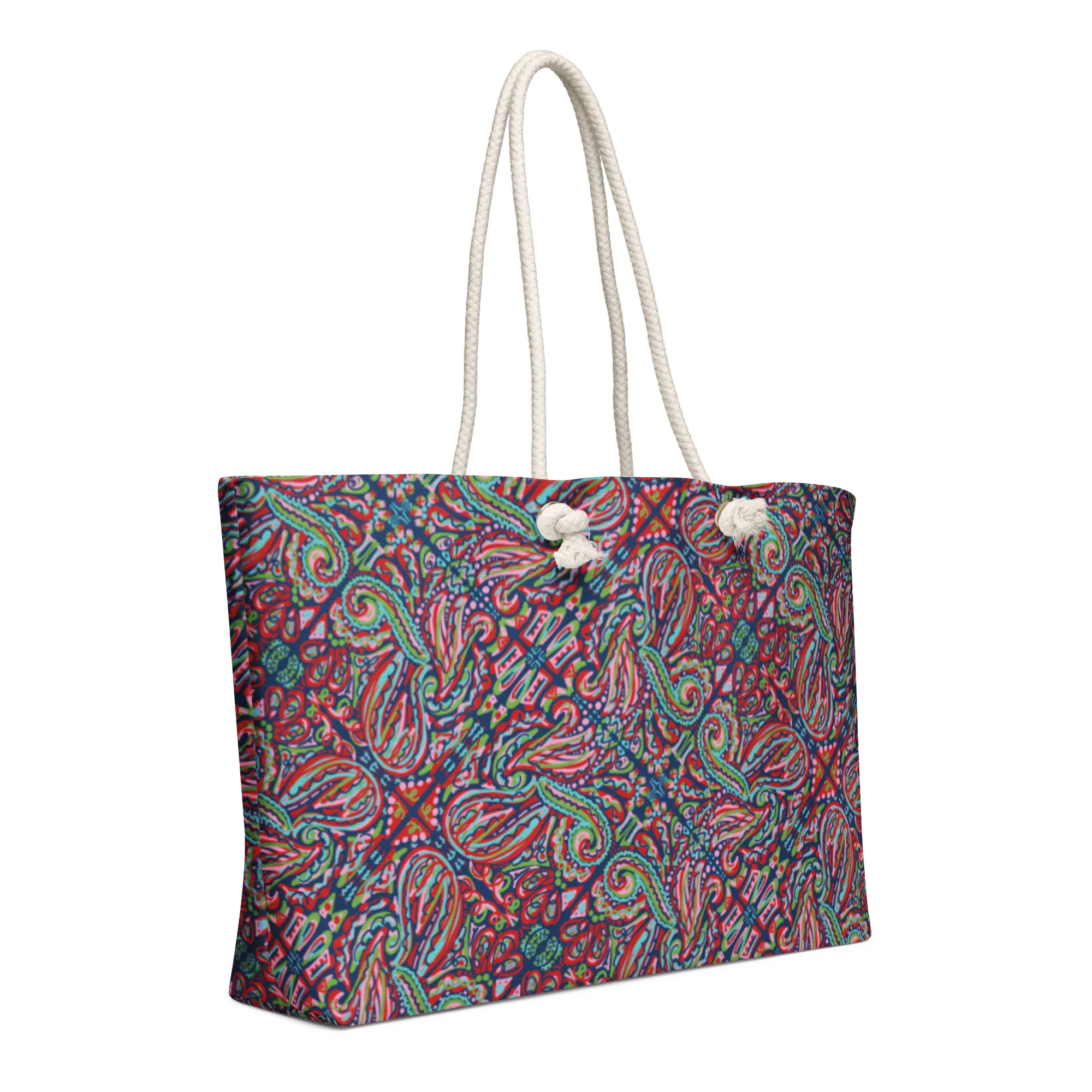 Jubilee Festive Art Oversized Weekender Bag with Rope Handles by Mississippi Artist Leslie Gonce