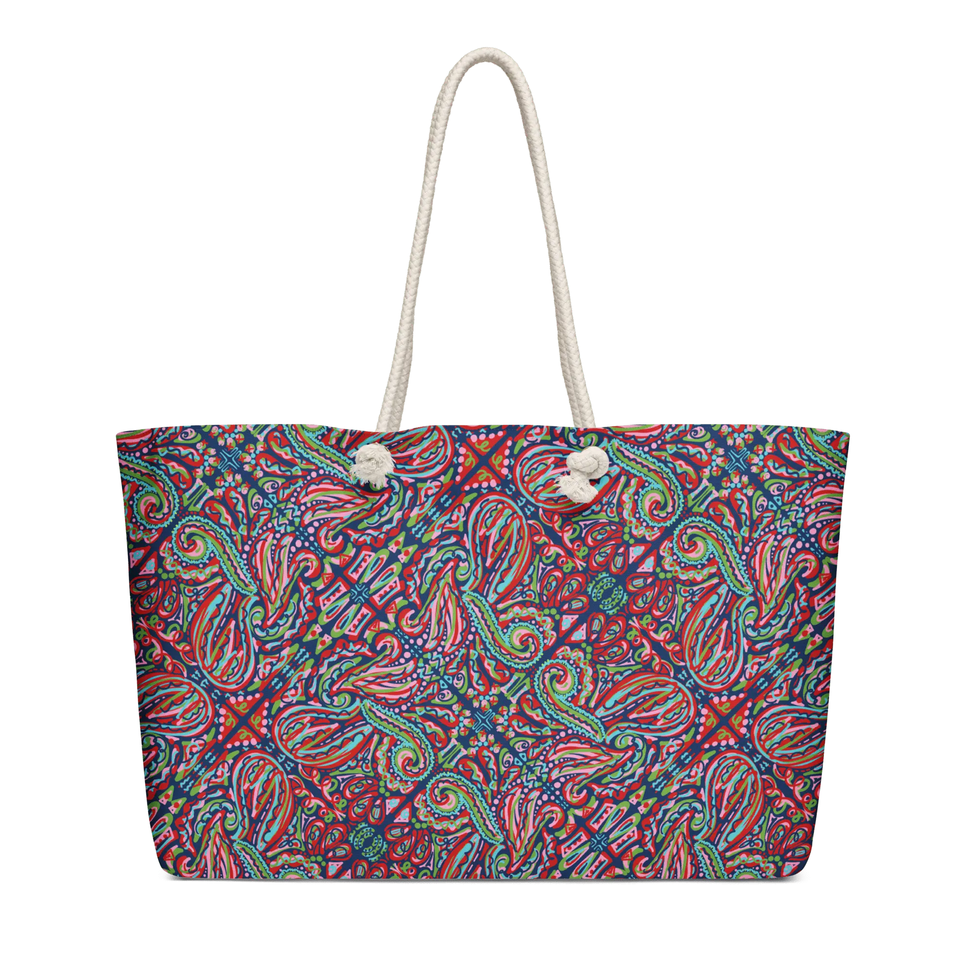 Festive Paisley Weekender Bag by Leslie Gonce at Main Street Collective: Oversized Tote with Rope Handles