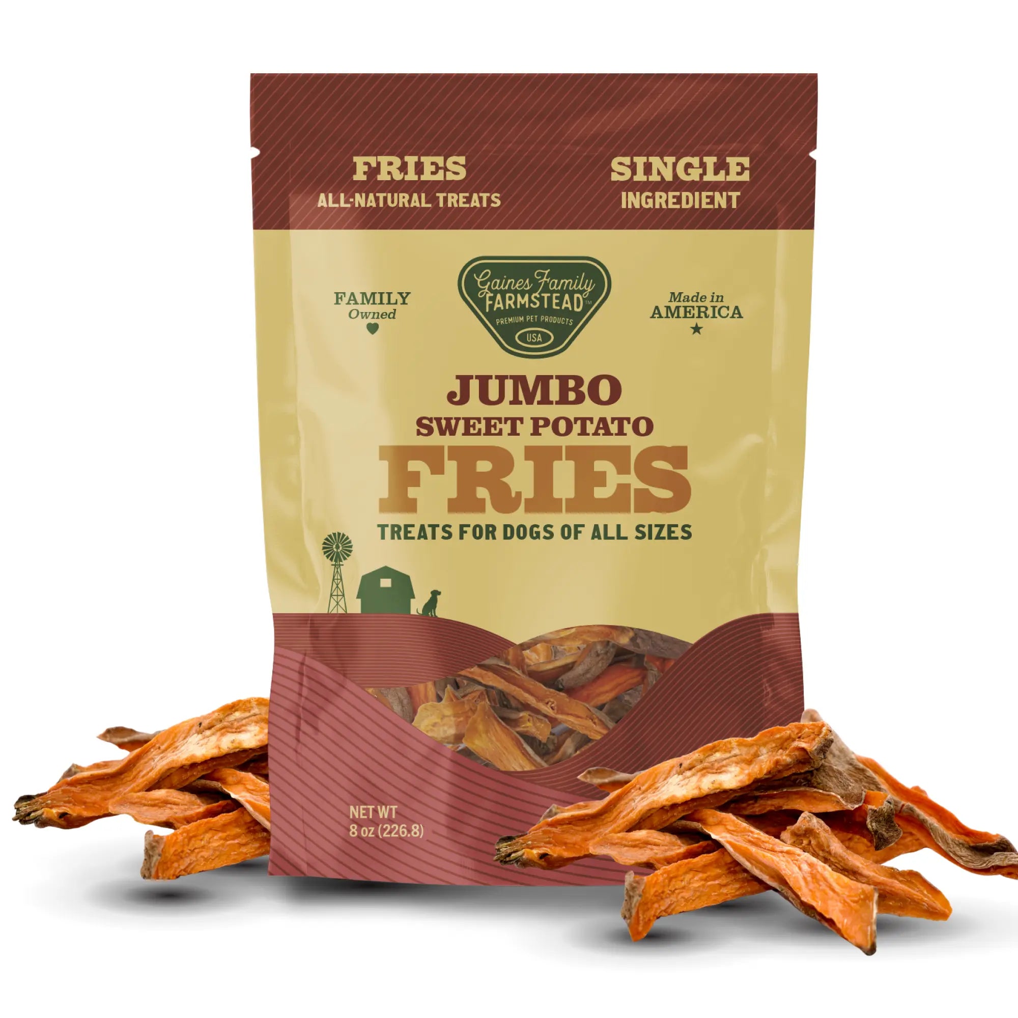 Jumbo Sweet Potato Fries natural dog treats by Gaines Family Farmstead
